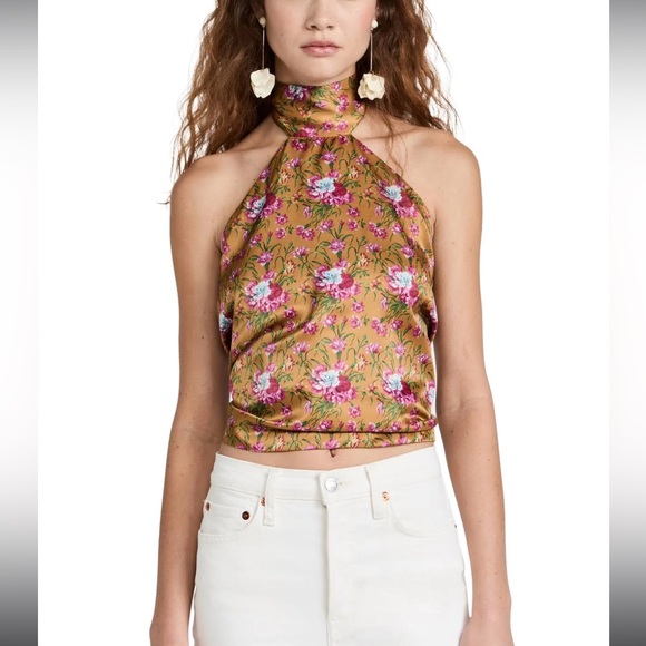 LoveShackFancy Tops - Loveshackfancy Boca Halter Tie Handkerchief Top